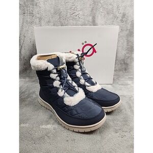 Ryka Womens Snow Bound Ankle Boot 6 M Blue Winter Fur Lined‎ Water Repellent NIB
